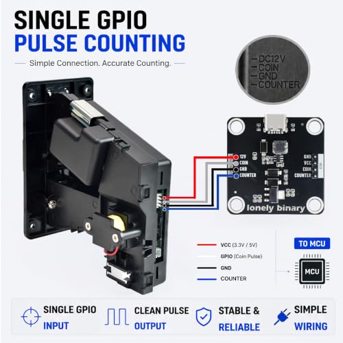 Lonely Binary Arcade Coin Acceptor Module Kit for ESP32-S3, USB-C Powered