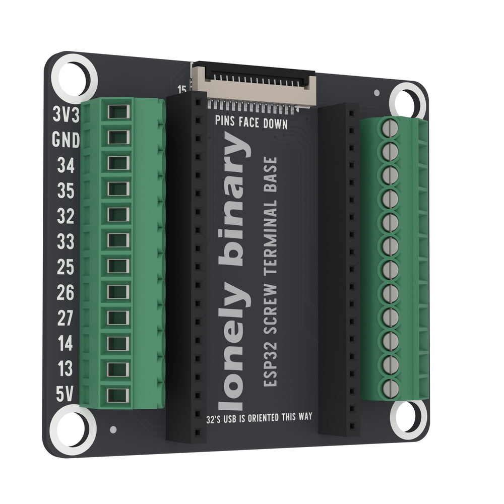 ESP32 Screw Terminal Base swung 30 degrees away on its left edge