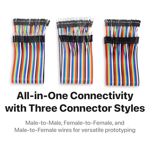 LONELY BINARY 480-Pack Breadboard Jumper Wires 20cm M-M M-F F-F for Arduino
