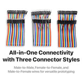 LONELY BINARY 480-Pack Breadboard Jumper Wires 20cm M-M M-F F-F for Arduino