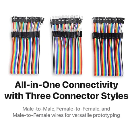 LONELY BINARY 480-Pack Breadboard Jumper Wires 20cm M-M M-F F-F for Arduino