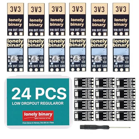 AMS1117 LDO Regulator, 3.3V + Adjustable, 24-Pack