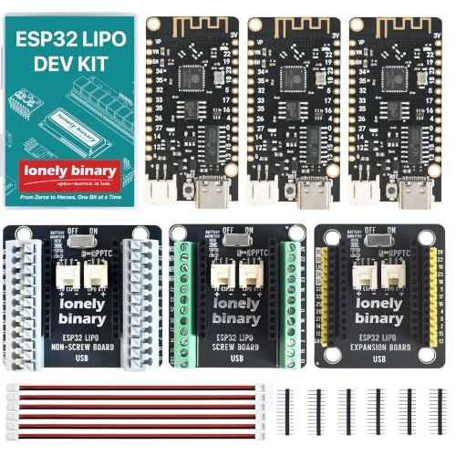 ESP32 LiPo Dev Board + 3 Shields, 3-Pack