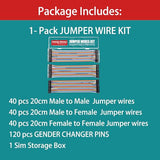 LONELY BINARY 120-Pack Breadboard Jumper Wires 20cm M-M M-F F-F for Arduino