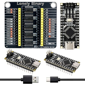 Lonely Binary 3X Nano V3.0 ATmega328P USB-C with PinPulse LED Shield Kit