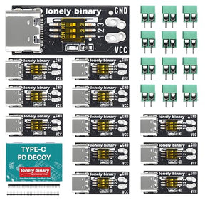 Lonely Binary 12-Pack USB-C PD Trigger 100W Decoy DIP 5-20V Screw Terminal