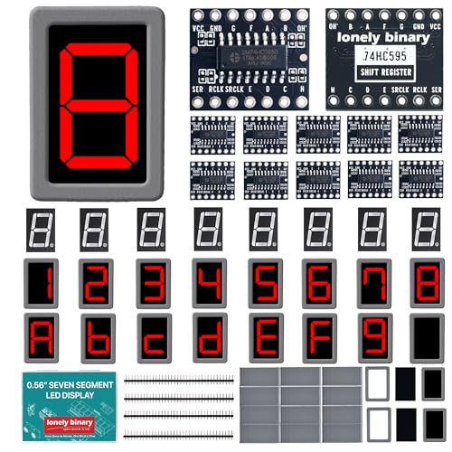 0.56" 7-Segment LED + 74HC595 Driver, 24-Pack