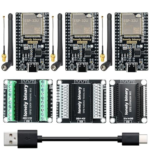 ESP32 IPEX Antenna Edition + 3 Bases, 3-Pack