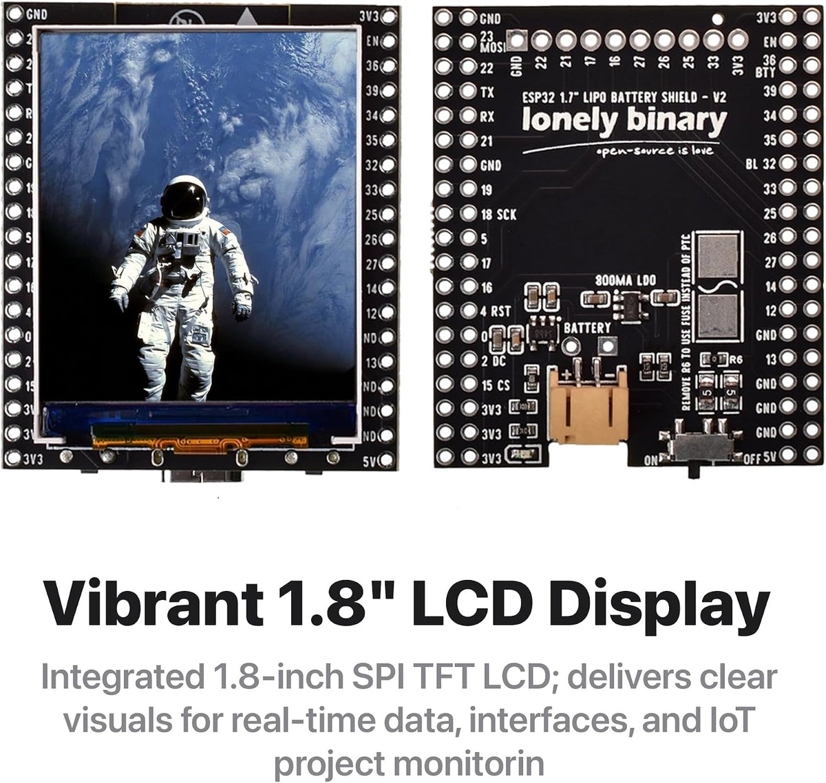 ESP32 1.8" LCD Dev Board + LiPo Expansion Shield