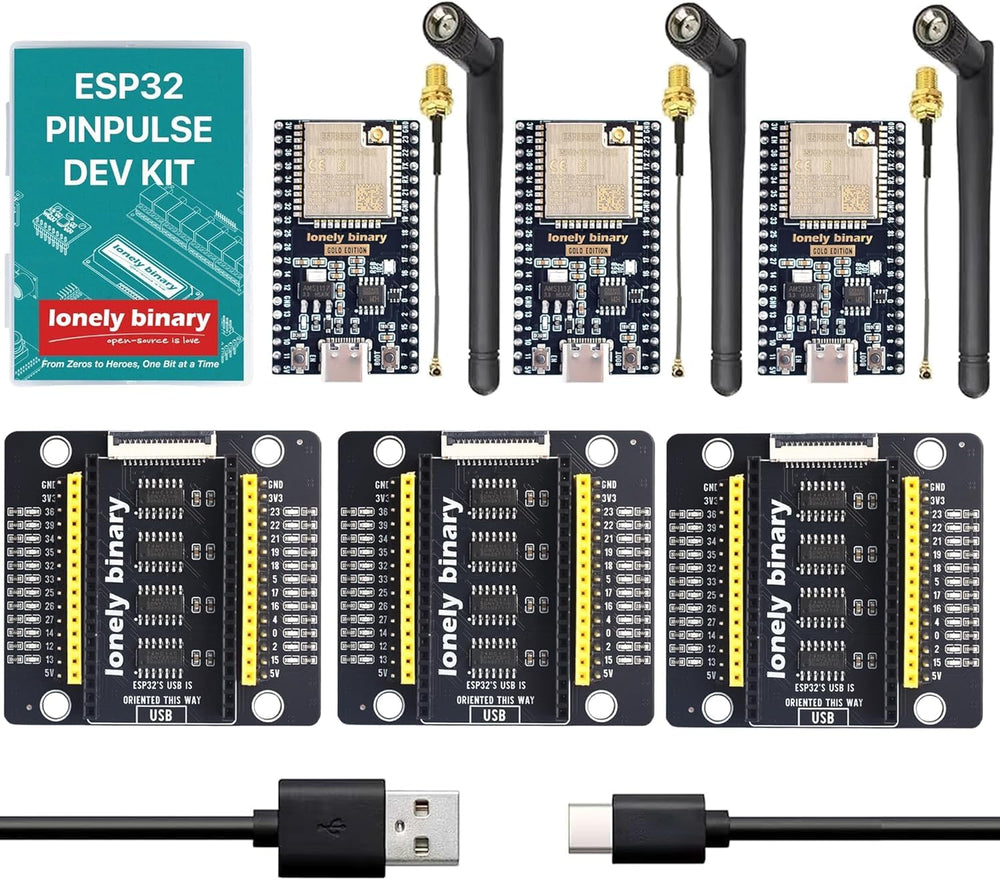 ESP32-WROOM-32UE IPEX + PinPulse Shield, 3-Pack
