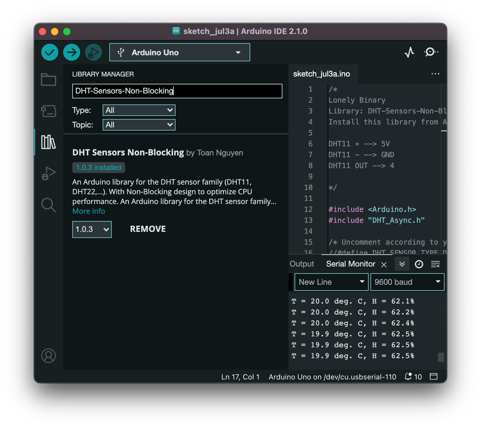 Lonely Binary Arduino IDE Libaray Installation