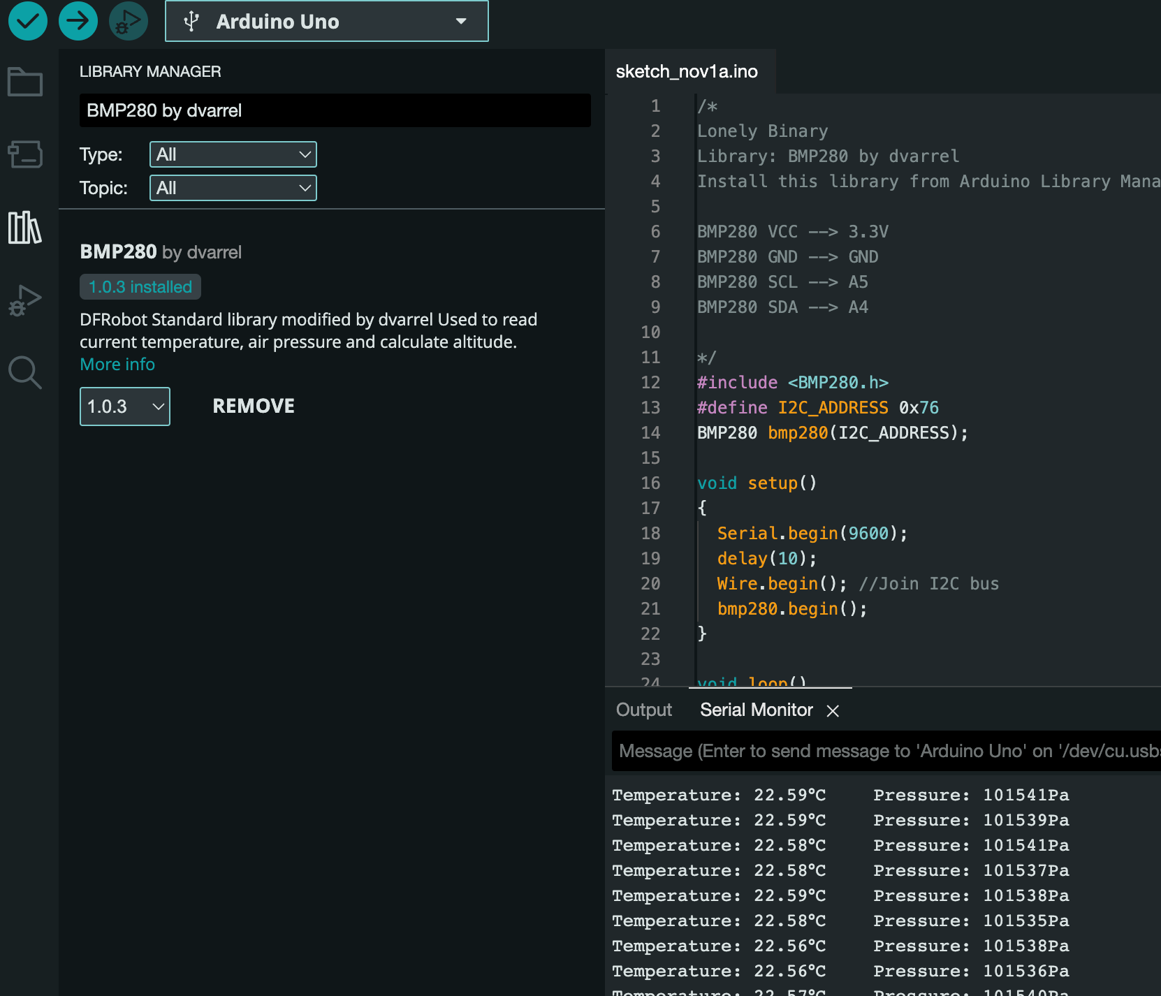 Lonely Binary Arduino IDE Libaray Installation