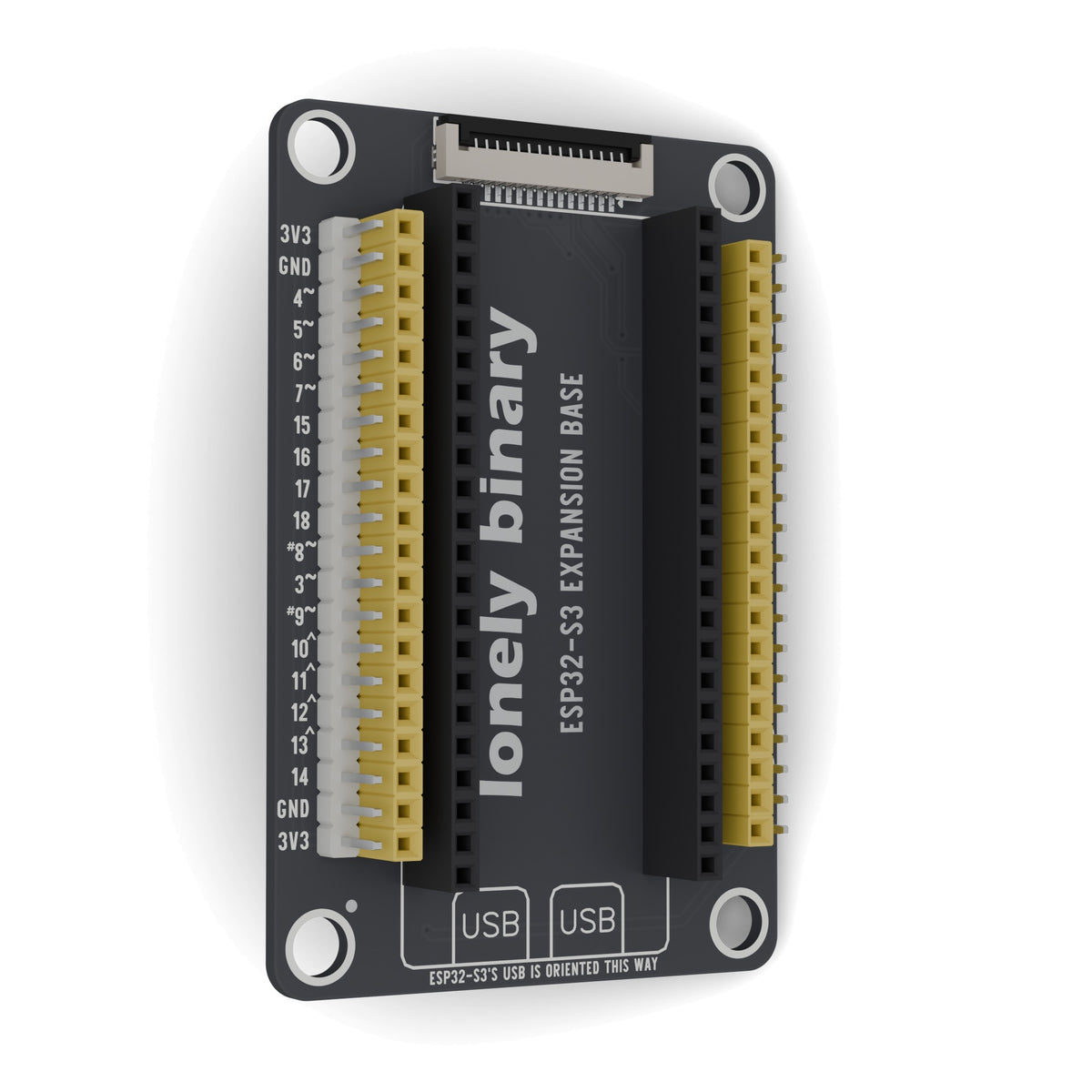 ESP32-S3 Expansion Base swung 30 degrees away on its left edge