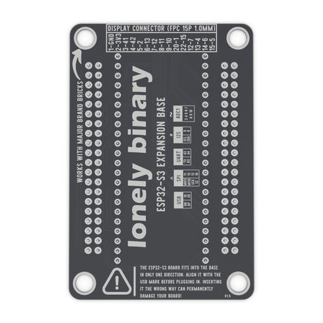 Underside of the ESP32-S3 Expansion Base with the display connector pin mapping