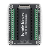 ESP32-S3 Screw Terminal Base seen from above: two rows of green screw terminals either side of the ESP32-S3 sockets