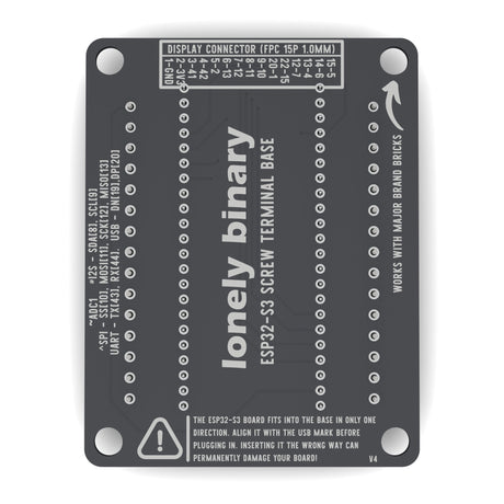 Underside of the ESP32-S3 Screw Terminal Base with the display connector pin mapping